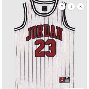 NWT AIR  Michael Jordan Chicago Bulls Jersey #23 White Red Pinstripe Youth XL